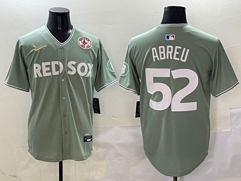 Men Boston Red Sox 52 Abreu Green Joint Name Game Nike 2025 MLB Jersey style 7